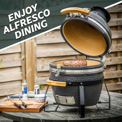 Dellonda Deluxe 16"(40cm) Ceramic Kamado Style BBQ Grill/Oven/Smoker - DG158