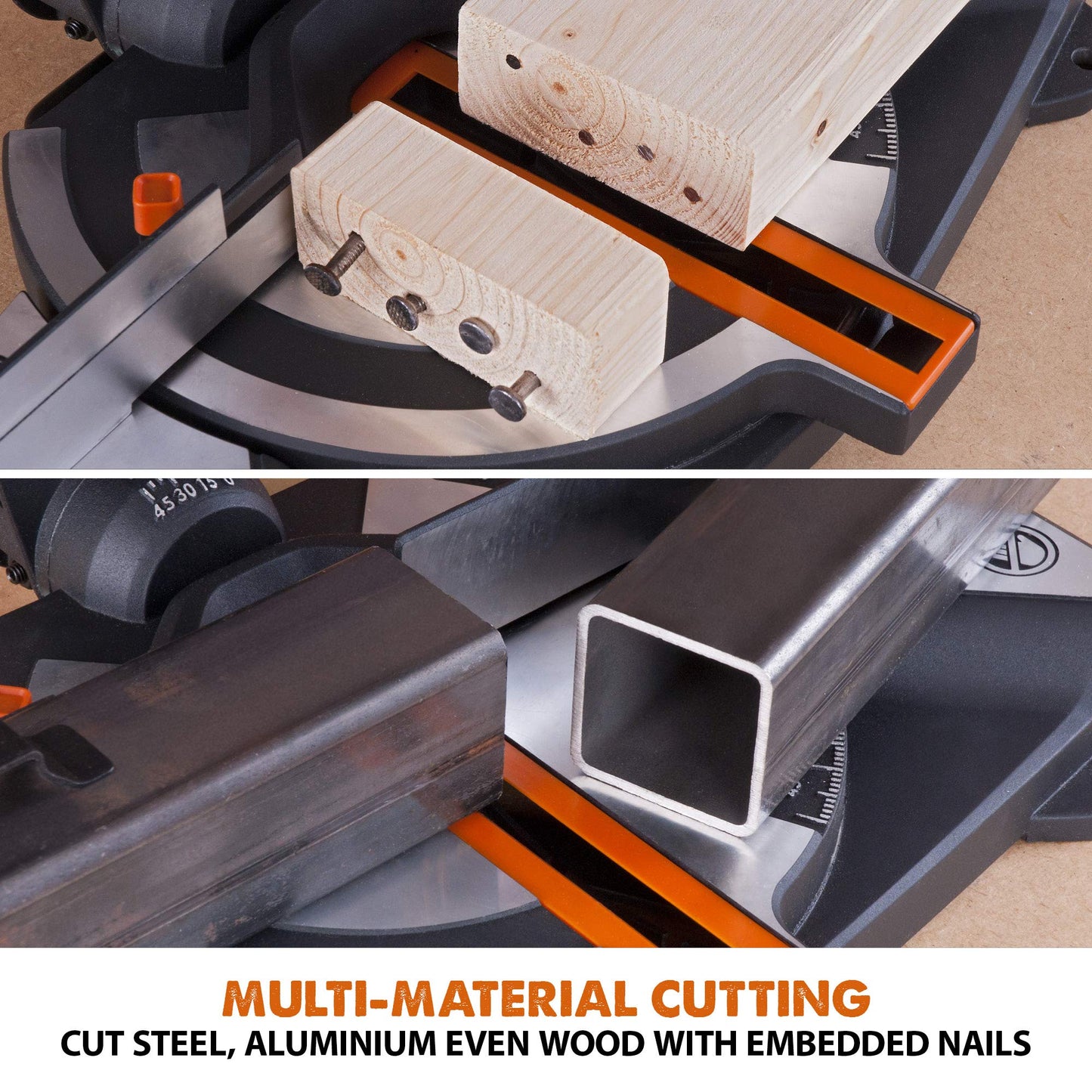 - Evolution Power Tools R210CMS Compound Mitre Saw | Multi-Material Cutting TCT Blade -