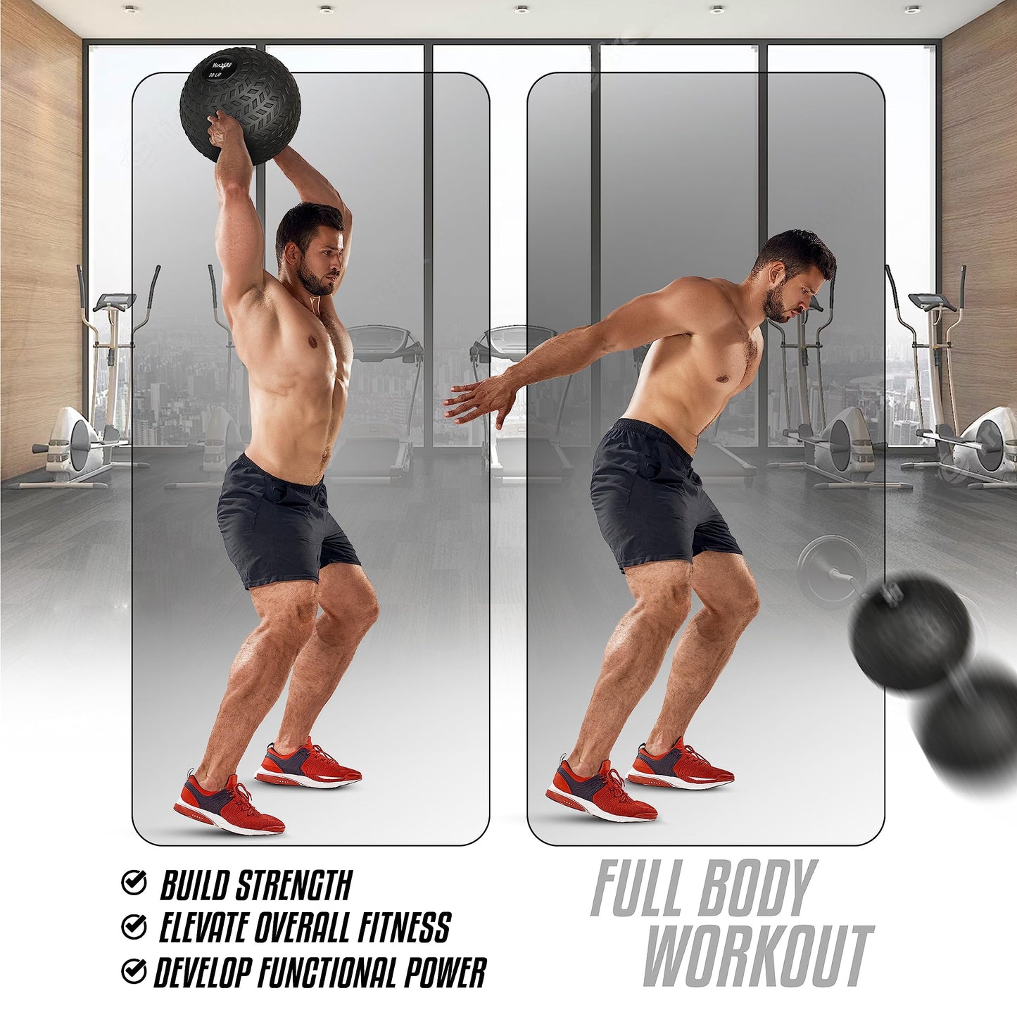 - Yes4All 1YHQ 9kg Slam Ball for Strength and Crossfit Workout – Slam Medicine Ball (9kg, Black)