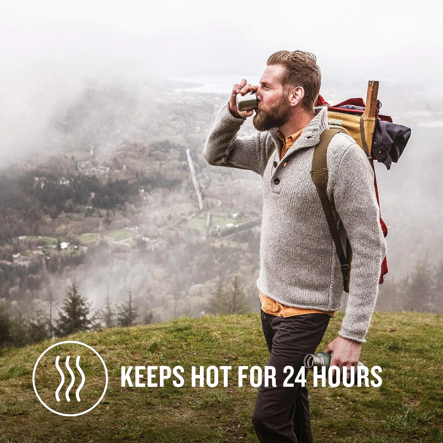 - Stanley Adventure Stainless Steel Thermos Flask | 1L | Keeps Cold or Hot For 24 Hours | Hammertone Green -