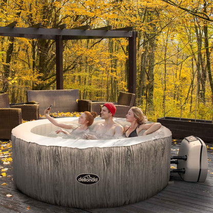 Dellonda 4-6 Person Inflatable Hot Tub Spa with Smart Pump - Wood Effect - DL89