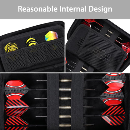 co2CREA Hard EVA Shell Storage Dart Case for 12 Steel Tip or Soft Tip Darts, Carrying Case with Numerous mesh Pockets Holder for Dart Tips,Shafts,Flights and More Dart Accessories,Case Only