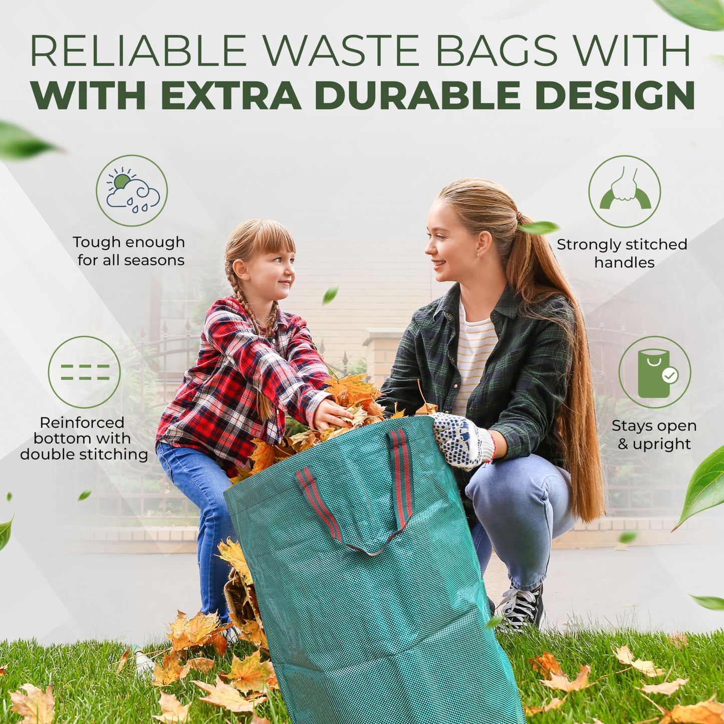 - DIKOTS Garden waste bags heavy duty | 272L Pack of 2 reusable garden bags -