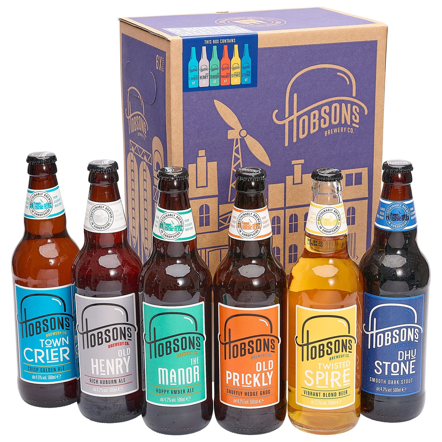 - Hobsons Premium Craft Beers Gift Set | Mixed Real Ale Taster Selection 6 x 500ml Bottle Pack -