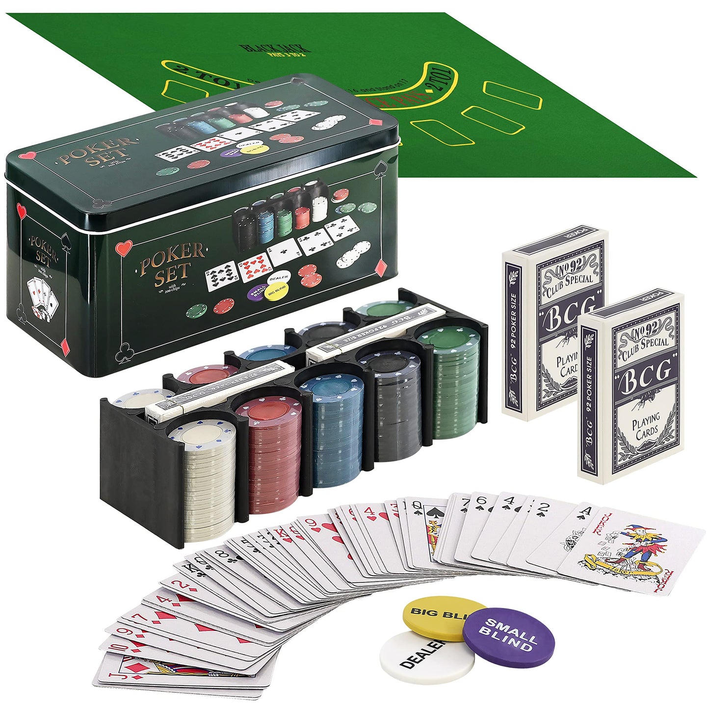 - The Magic Toy Shop | 200 Piece Poker Set Casino Style Game With Mat -