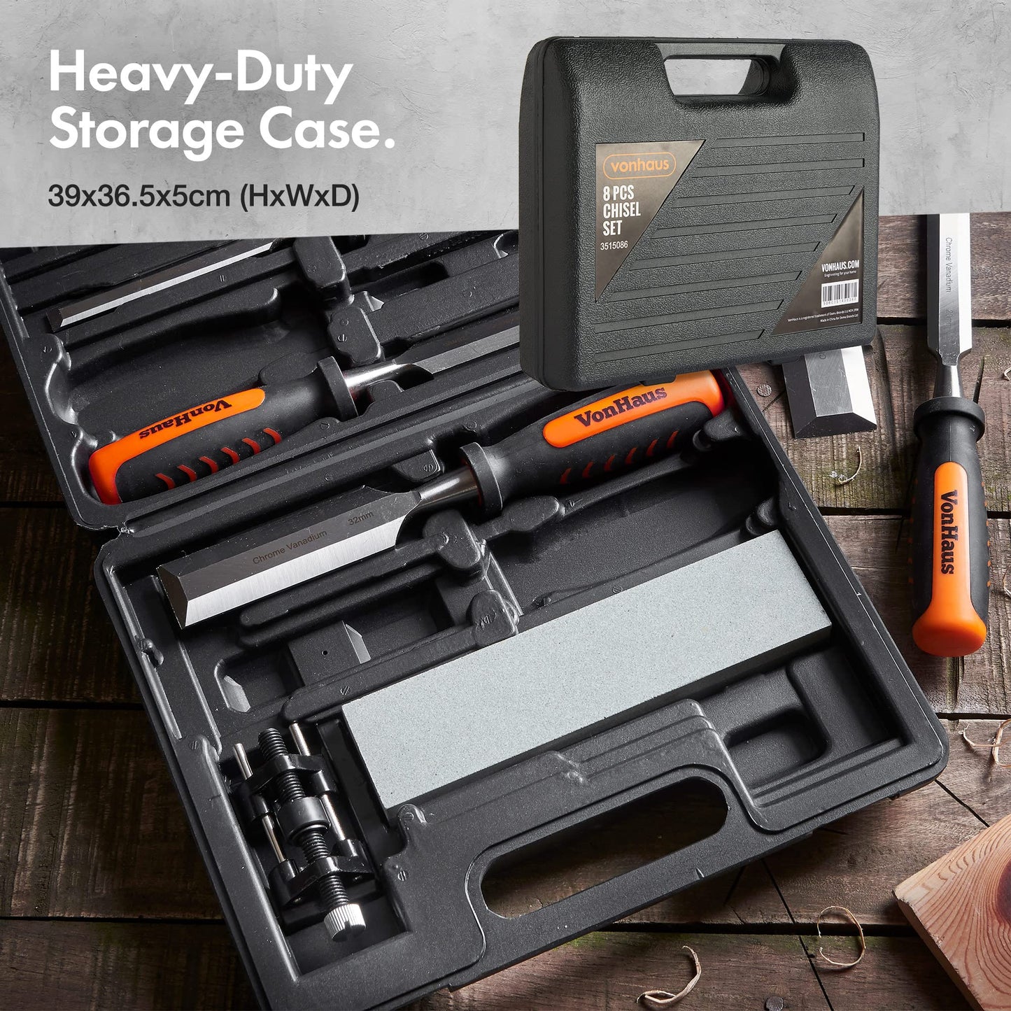 - VonHaus Chisel Set - 8pcs Woodworking Tools Set - Wood Carving Tools - Wood Chisel Set