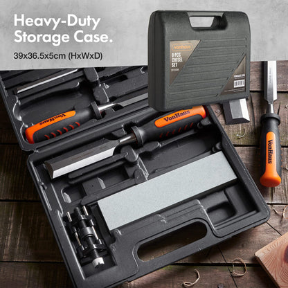 - VonHaus Chisel Set - 8pcs Woodworking Tools Set - Wood Carving Tools - Wood Chisel Set