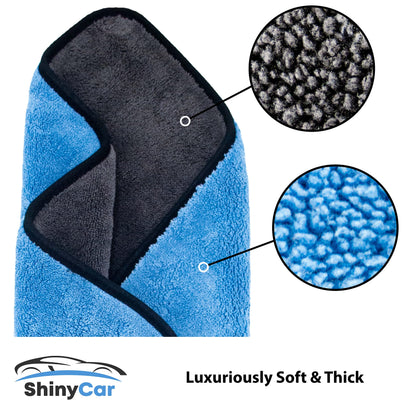 - ShinyCar® UK | Professional XL 1000GSM Microfibre Car Drying Towel | 75x55cm | Ultra Deep Soft Plush Pile -