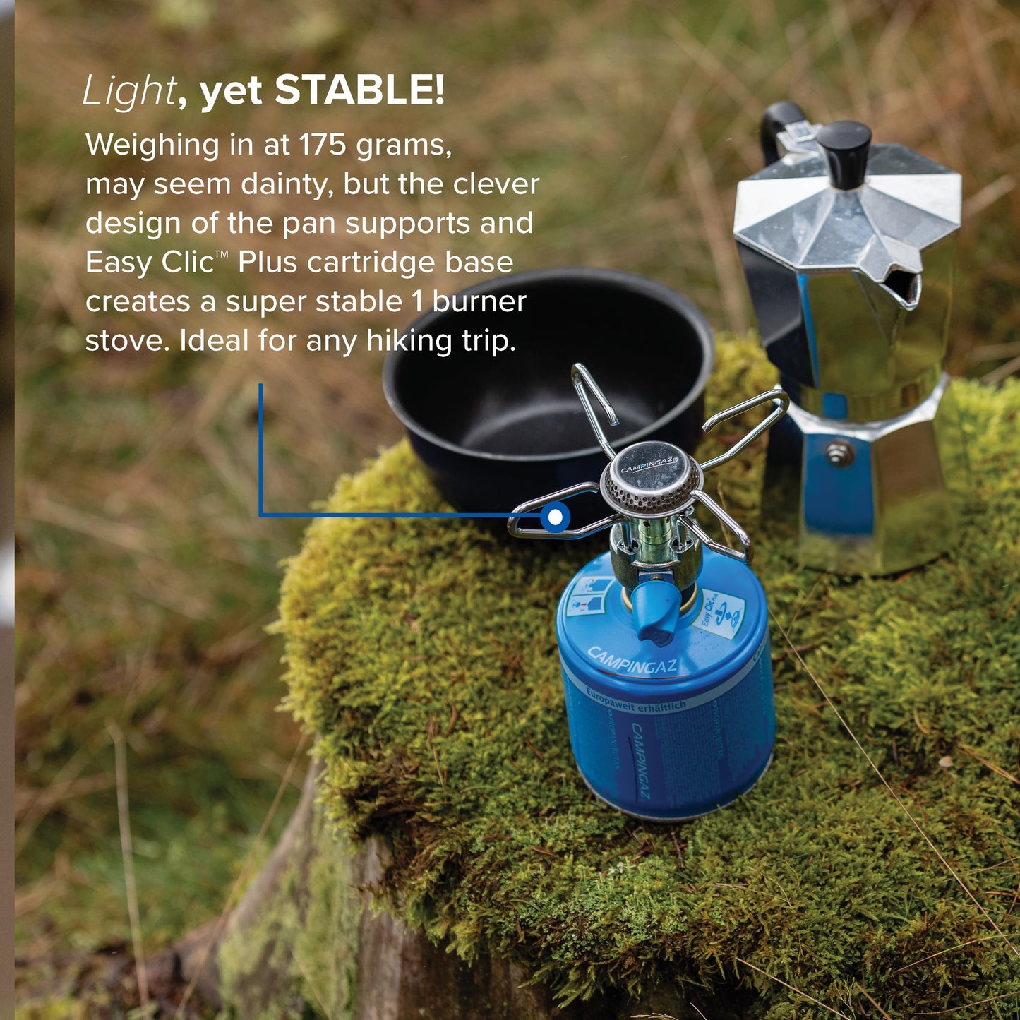 Campingaz Bleuet Micro Plus Camping Stove, lightweight 1-burner Gas Stove, high power 1250 watts, for camping, festivals, hiking, runs off CV 470 gas gartridges, Blue