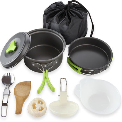 - MalloMe Camping Cookware Mess Kit | Camping Cooking Set 10 Pcs -