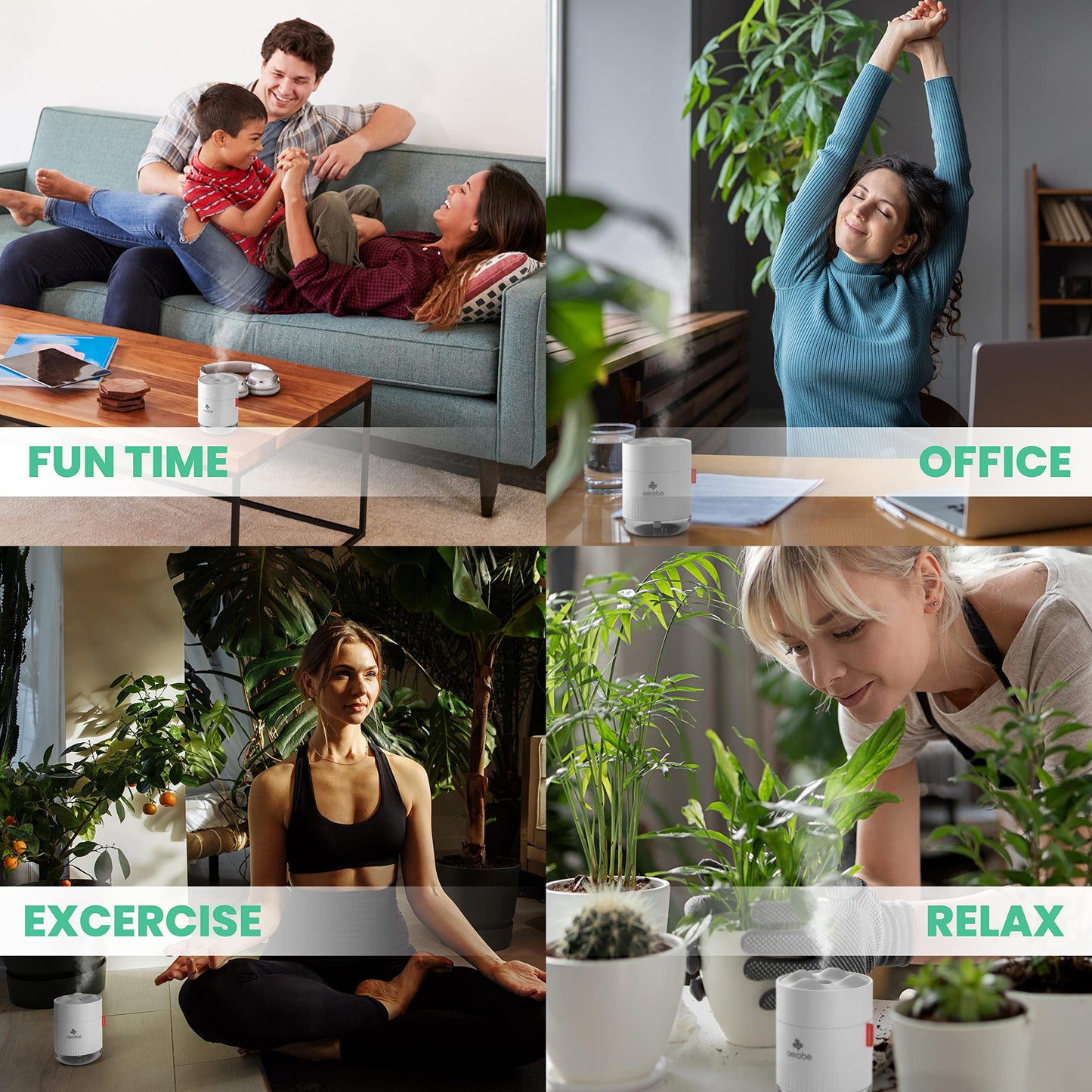 Aerobe Humidifier - Air Humidifier For Bedroom 500ML Cool Mist Humidifiers For Home Mini Humidifier Plant Humidifier For Indoor Plants Soothing Warm Night Light Perfect For Serene Environment