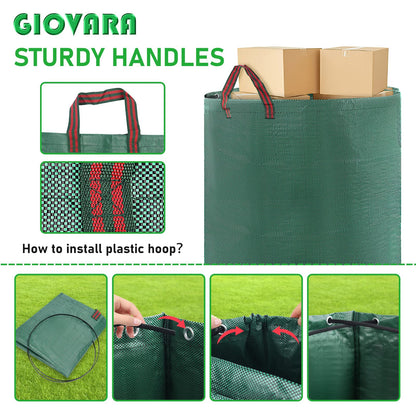 2 x 500L Garden Waste Bags,Waterproof Heavy Duty Large Refuse Sacks with Handles,Foldable and Reusable