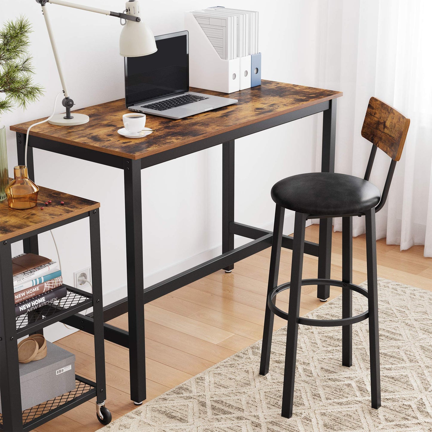 - VASAGLE Bar Stools, Set of 2 PU Upholstered Breakfast Stools -