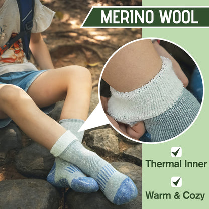 - Sandsuced Kids Merino Wool Walking Socks | Girls Boys | Winter Thermal Warm -