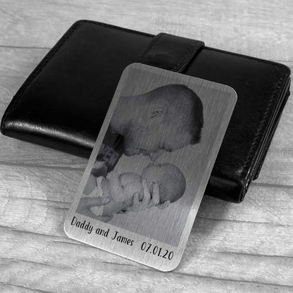 - RED OCEAN Personalised Gift For New Dad | METAL Keepsake Photo Card For Wallet -