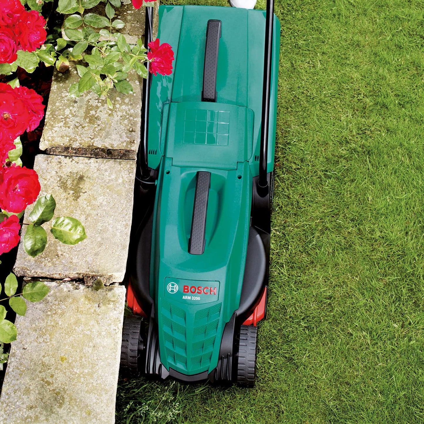 Bosch 06008A6071 Electric Lawnmower ARM 3200 (1200 W, Cutting Width: 32 cm, with Additional Blade Included, in Carton Packaging) – Amazon Edition, black,blue