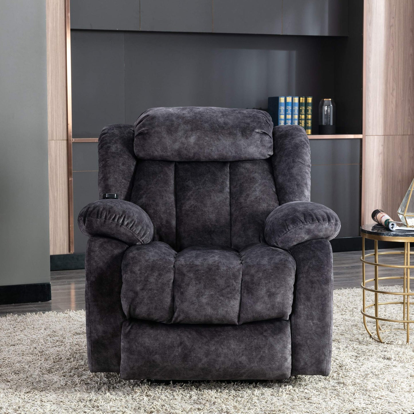 BTM Power Massage Lift Recliner Chair with Heat & Vibration for Elderly, Heavy Duty and Safety Motion Reclining Mechanism - Antiskid Fabric Sofa Contempoary Overstuffed Design (Gray)