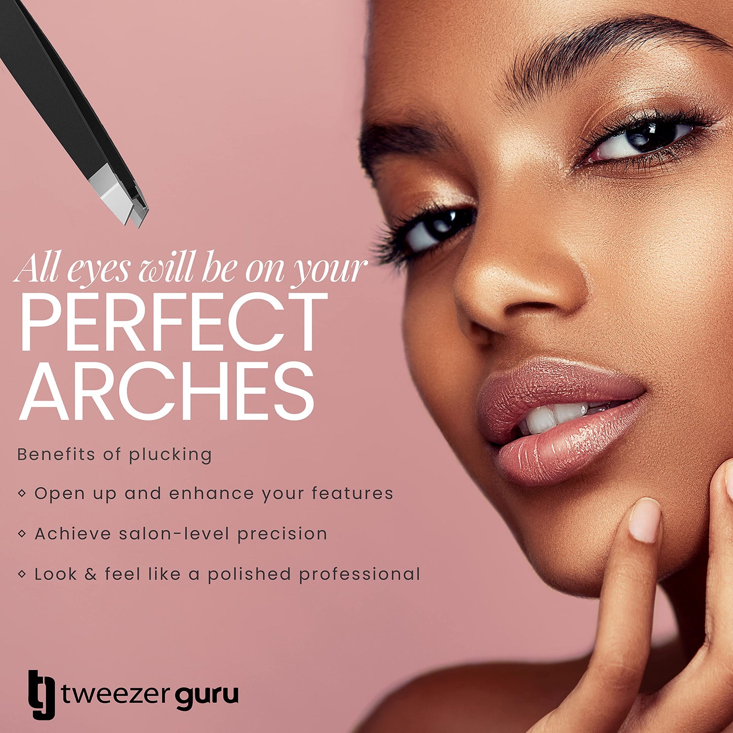 - Tweezer Guru Eyebrow Tweezers | Professional, Stainless Steel |Slanted Ingrown Hair Tweezers -