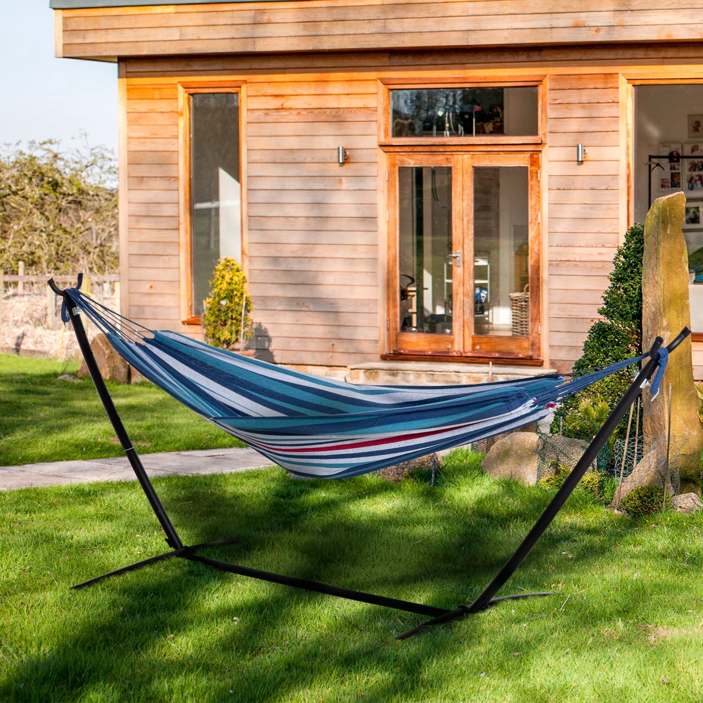 - Outsunny 294 x 117cm Hammock | Stand | Camping Hammock | Portable Carrying Bag -