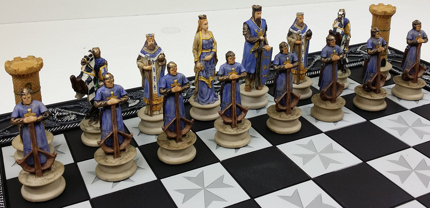 - HPL Medieval Times Crusades King Richard Christian Knights Chess Set | 17" Maltese Board -
