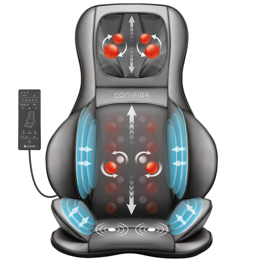 COMFIER Shiatsu Back Massager with Heat -Deep Tissue Kneading Massage Chair, Massage Chair Pad for Full Back, Chair Massager for Home or Office Chair use (dark grey), Gifts for Women,Men