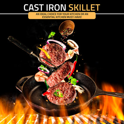 - KICHLY Pre-Seasoned Cast Iron Skillet | Frying Pan | Safe Grill Cookware-