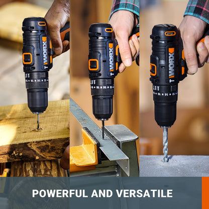 - Worx WX370.1 PowerShare 20V Cordless Combi Hammer Drill Kit with 2 Batteries