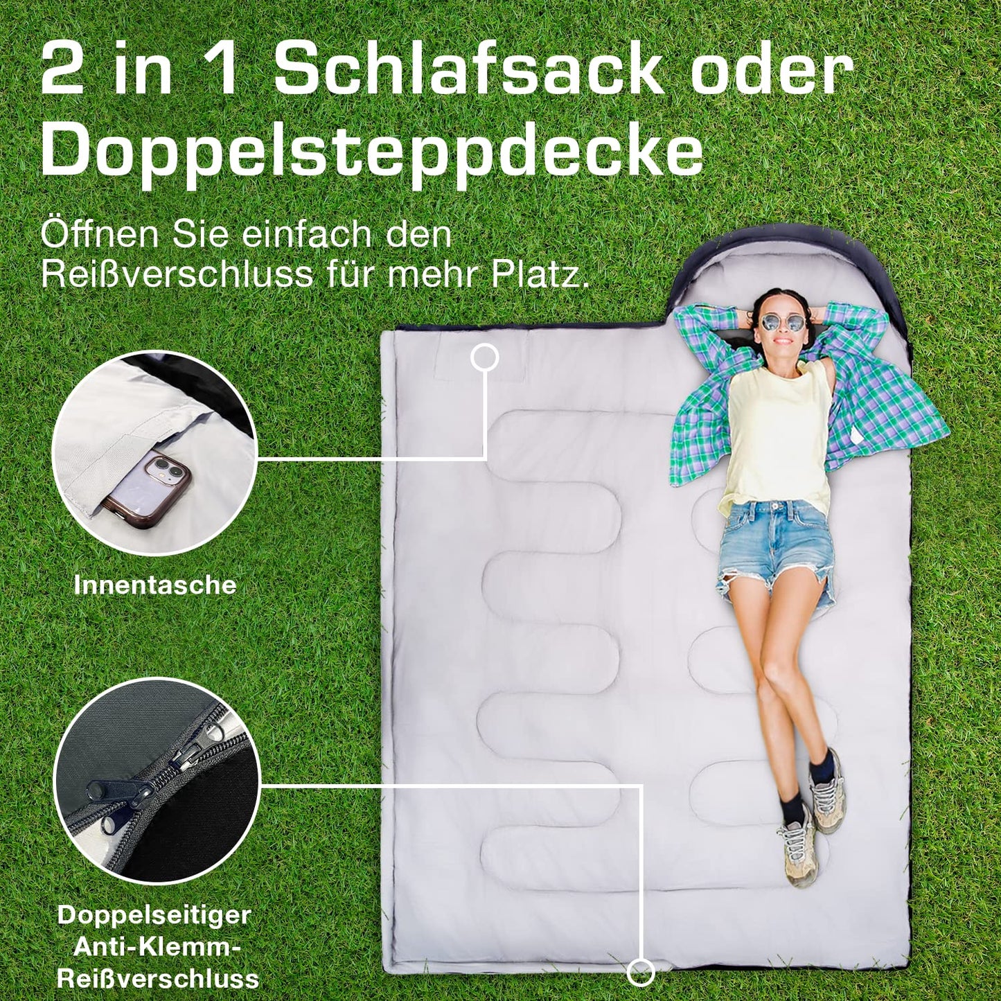 Active Era Premium Mummy Sleeping Bag 250 GSM, Sleeping Bag Winter & Summer, -11°C to 8°C, Indoor and Outdoor Camping, Festivals, Sleeping Bag Water-Repellent, Ultralight Small Pack Size - Black