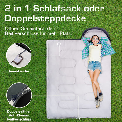 Active Era Premium Mummy Sleeping Bag 250 GSM, Sleeping Bag Winter & Summer, -11°C to 8°C, Indoor and Outdoor Camping, Festivals, Sleeping Bag Water-Repellent, Ultralight Small Pack Size - Black