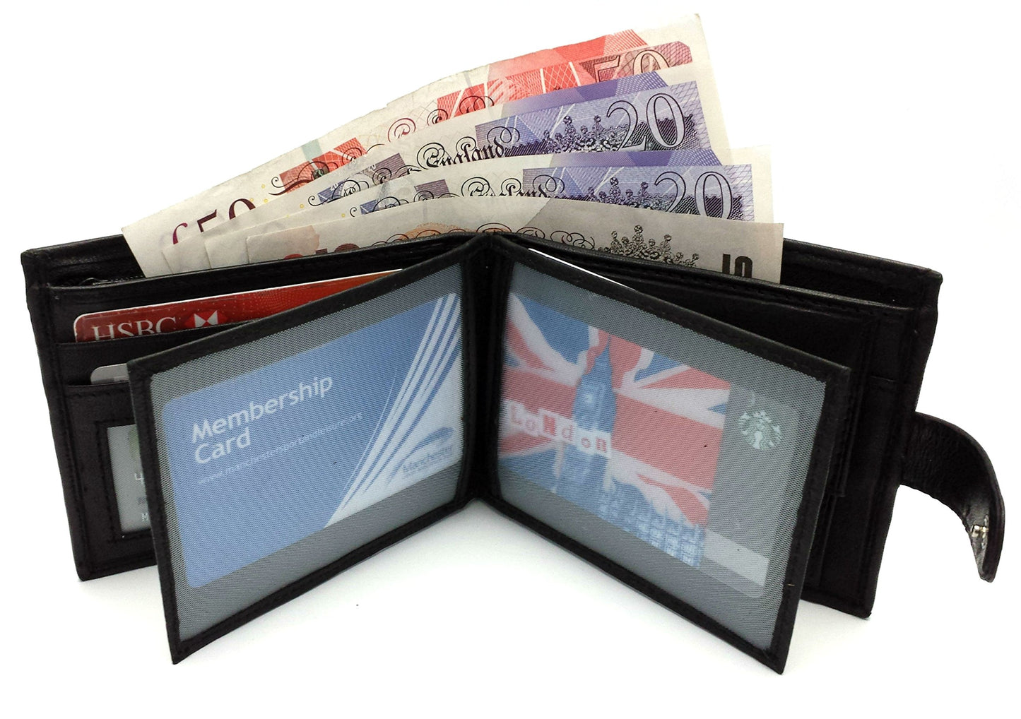 - Personalised Black Engraved Soft Leather Mens Wallet | Coin Pocket Pouch -
