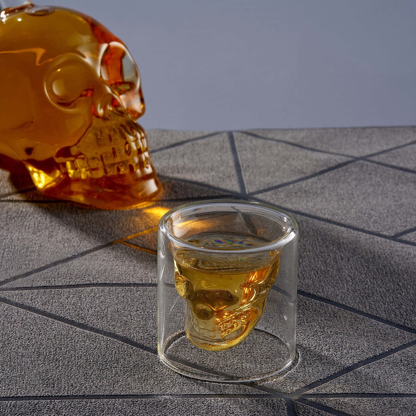 - Oak & Steel | Skull Glass Decanter | 6 Skull Glass Shot Glasses -
