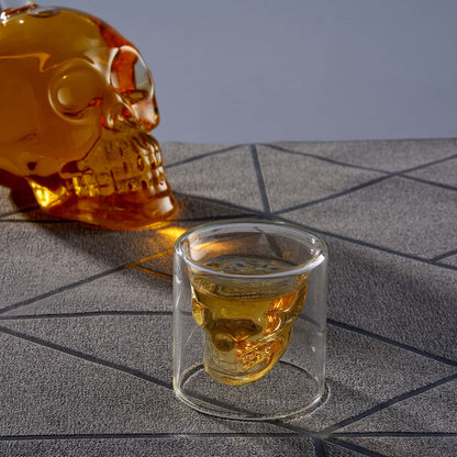 - Oak & Steel | Skull Glass Decanter | 6 Skull Glass Shot Glasses -