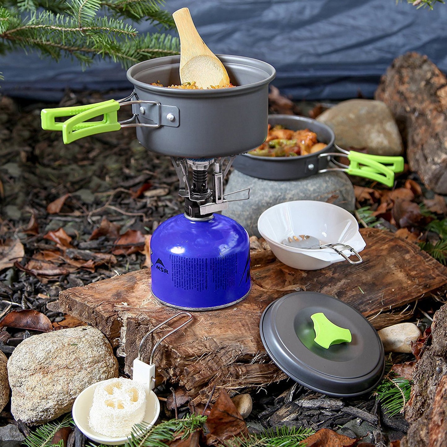 - MalloMe Camping Cookware Mess Kit | Camping Cooking Set 10 Pcs -