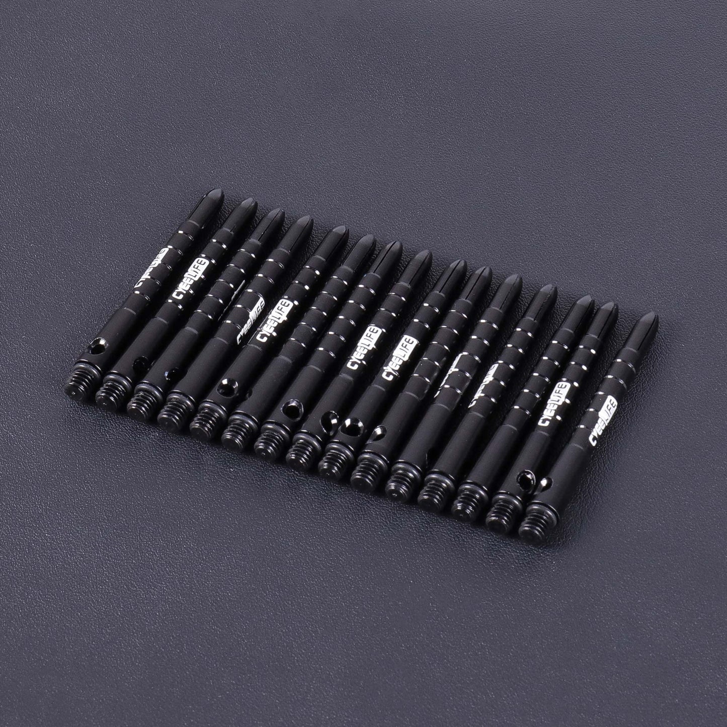 CyeeLife Pro Dart Shafts Aluminium 15Packs(5 Sets) with 20pcs Rubber O Rings,Black 48mm