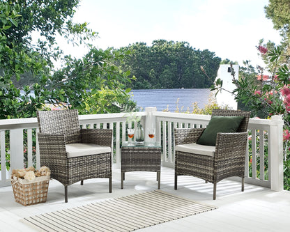 - TMEE Rattan Garden Outdoor Furniture Set Gray | 3 Pieces Patio Conversation Sets -