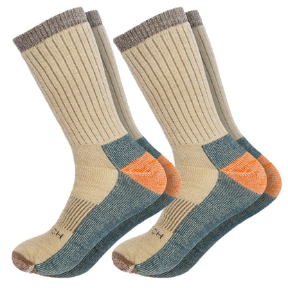 - WOOLRICH Merino Wool Socks for Men - Made in USA, Crew Hiking Sock, Made of 78% Merino Lambswool w/Padded Arch, 2 Pairs, Coffee Brown