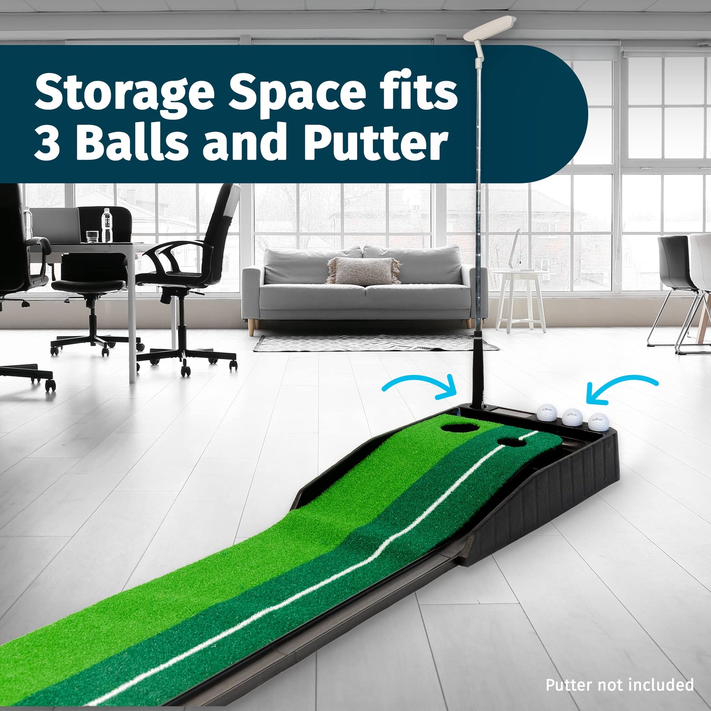 AbcoTech Indoor Golf Putting Mat - Perfect Golf Gifts for Men, Golf Accessories and Indoor Putting Green, Golf Putting Mats for Indoor Golf Experience with 3 Bonus Golf Balls