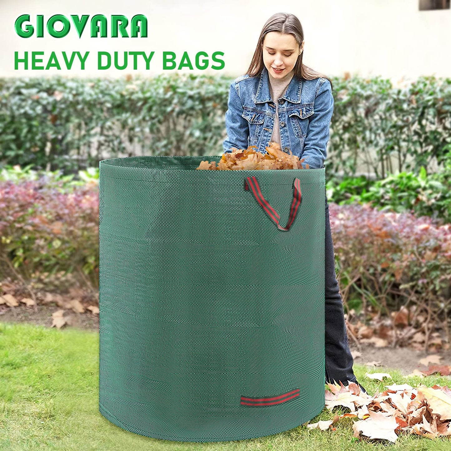 2 x 500L Garden Waste Bags,Waterproof Heavy Duty Large Refuse Sacks with Handles,Foldable and Reusable