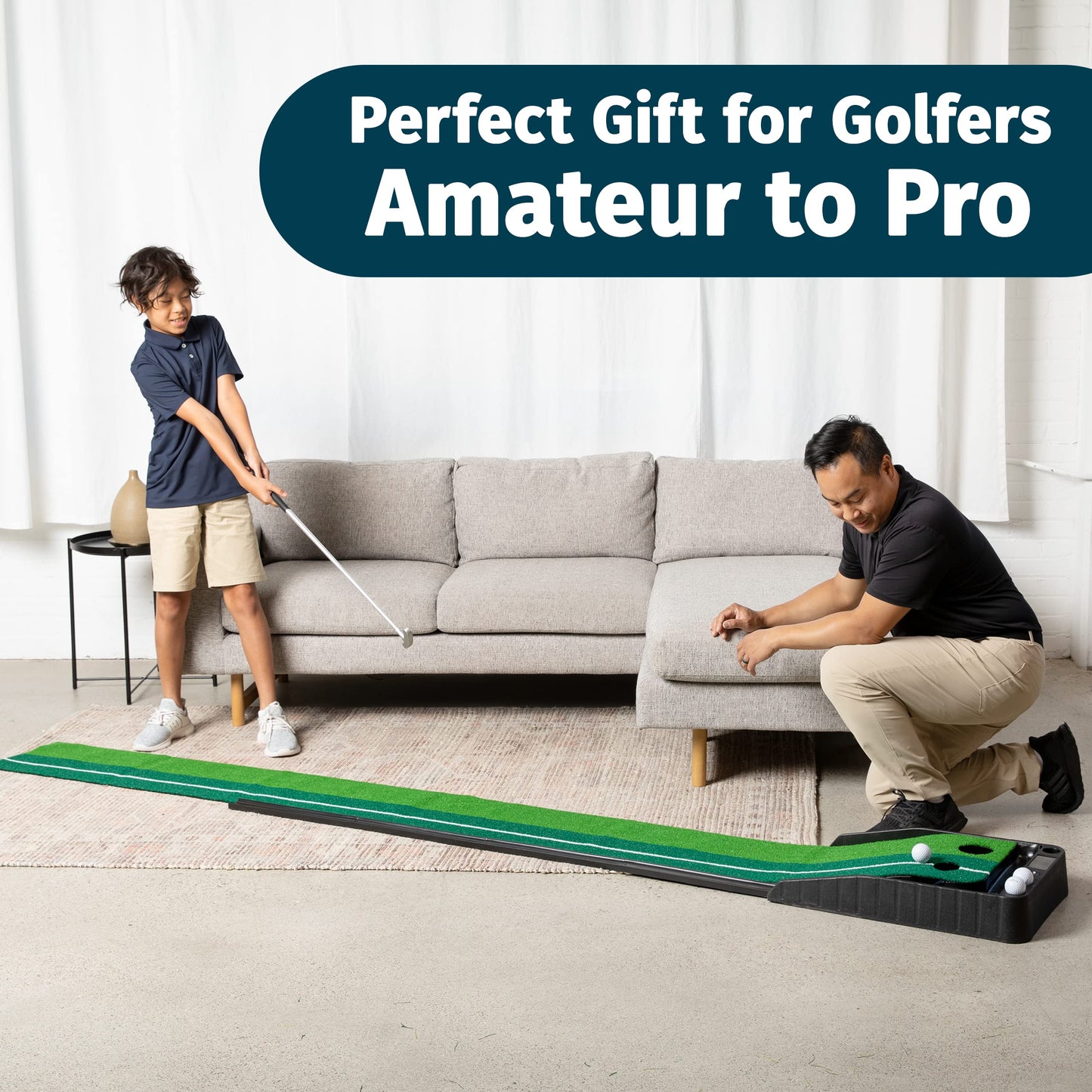 AbcoTech Indoor Golf Putting Mat - Perfect Golf Gifts for Men, Golf Accessories and Indoor Putting Green, Golf Putting Mats for Indoor Golf Experience with 3 Bonus Golf Balls