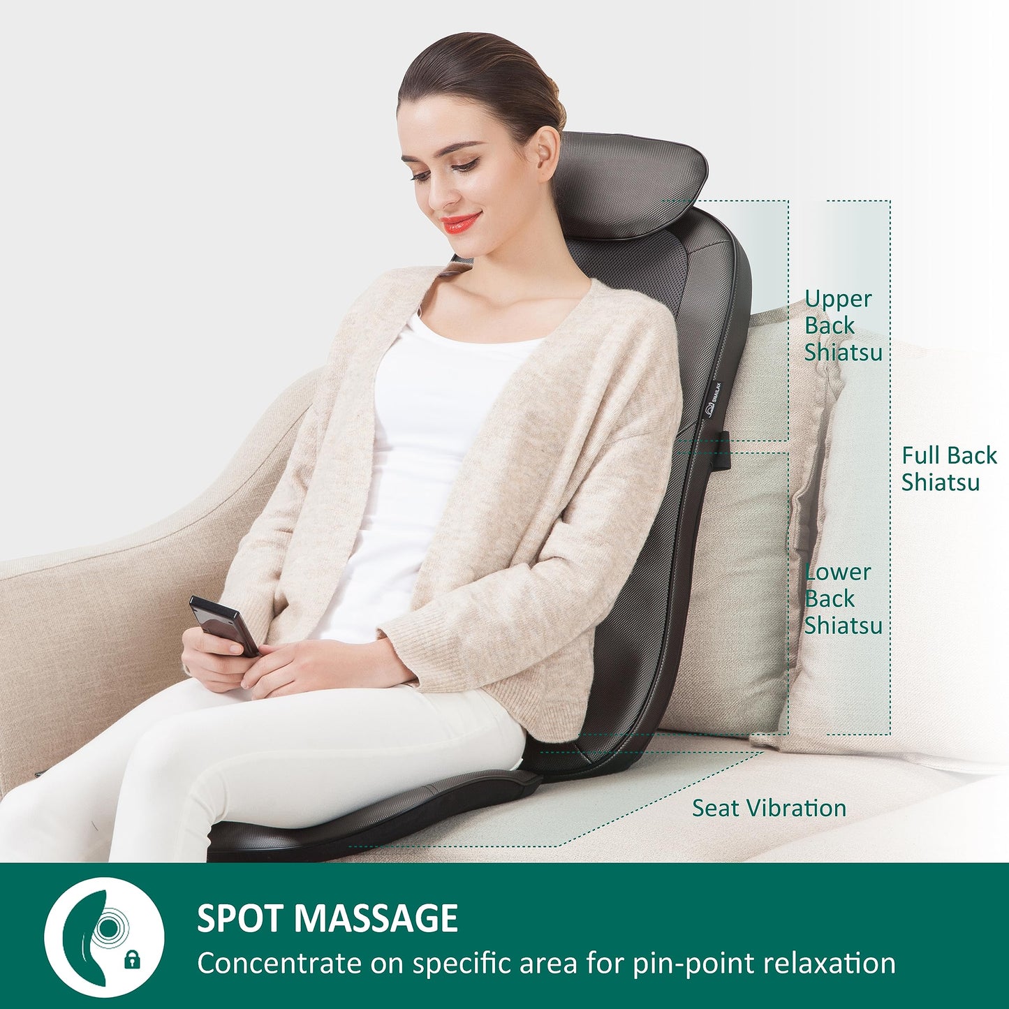 - Snailax Shiatsu Back Massager | Heat for Back Pain -