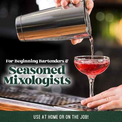 Cocktail Shaker Boston Shaker Set: Professional Weighted Martini Shakers, Cocktail Strainer and Japanese Jigger | Portable Bar Shaker Set for Drink Mixer Bartending | Exclusive Recipes Cards (Silver)