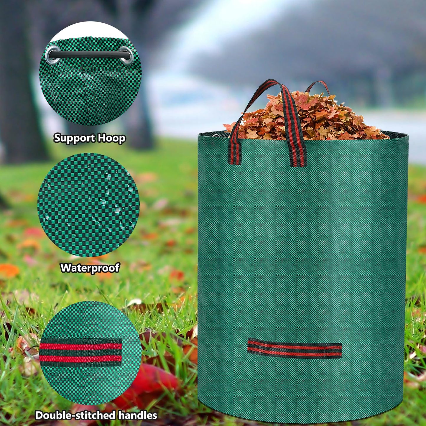 - Heavy Duty Garden Waste Bags with Handles | Large Garden Bags | Reusable Waterproof Garden Sack for Garden Waste -