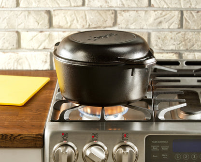 - Lodge L8DD3 4.73 litre / 5 quart Pre-Seasoned Cast Iron Double Dutch Oven -