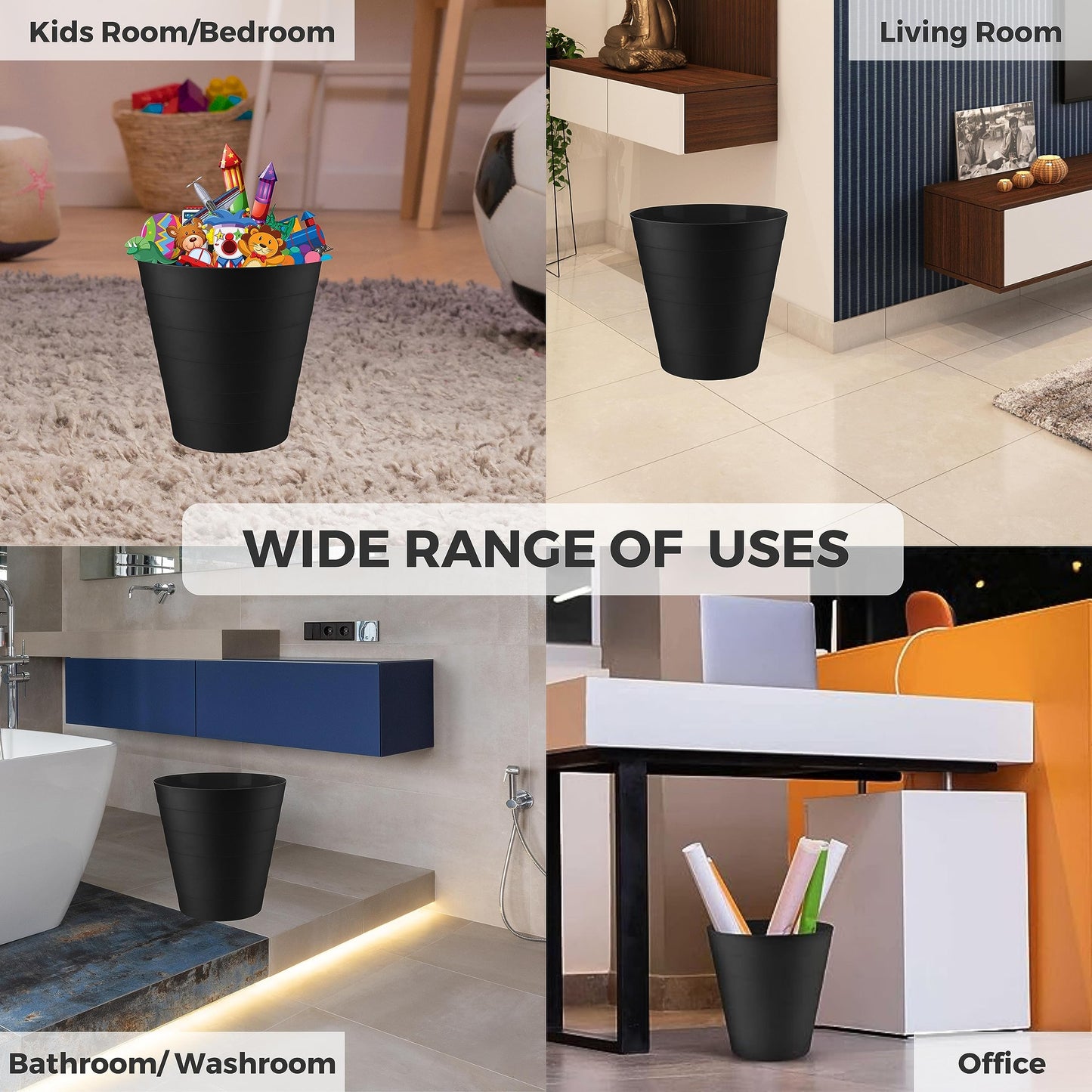 - Homeshopa Plastic Waste Paper Bin | 6L | Round Waste Basket Trash Can | Lightweight Rubbish Bin -