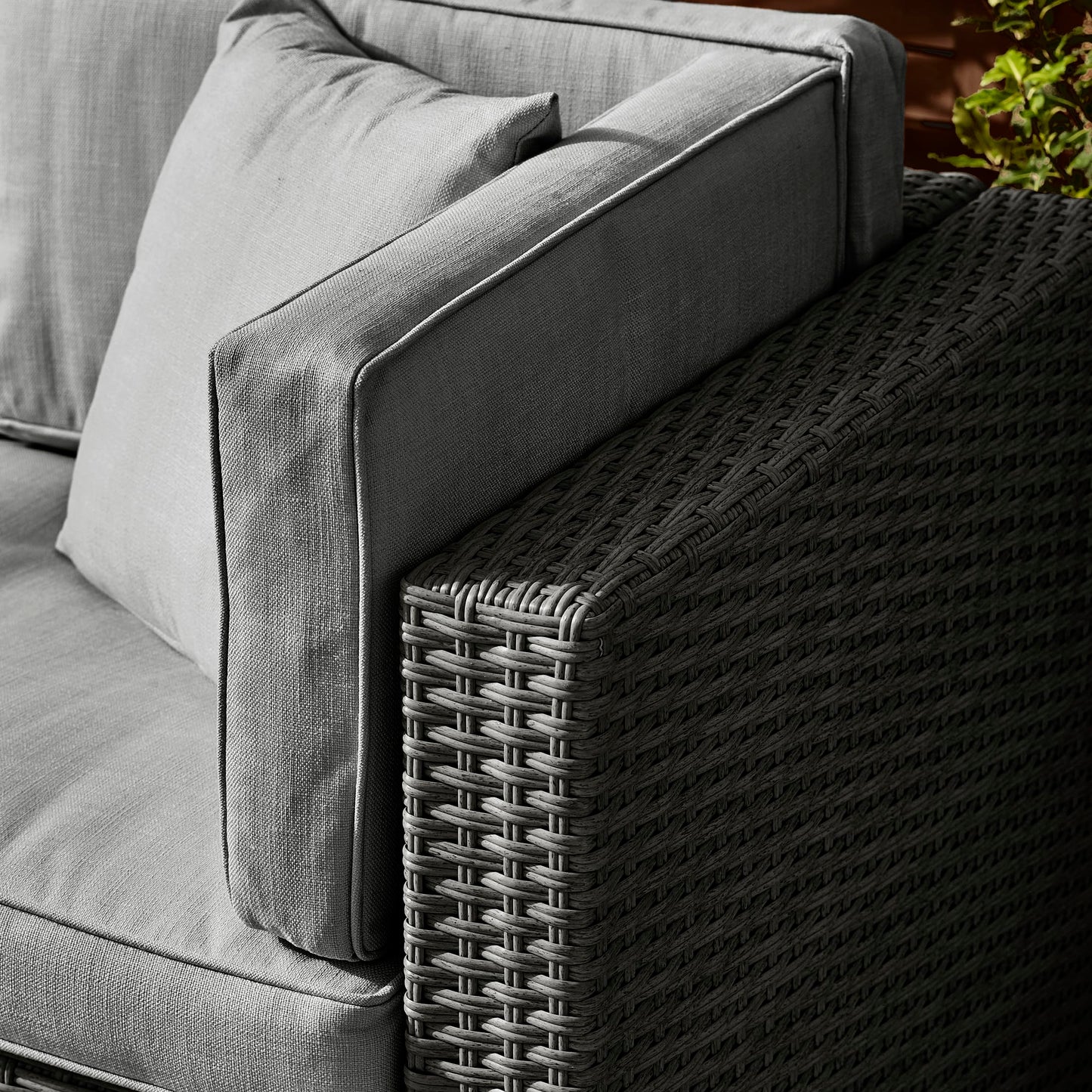 - Furniturebox UK | Orlando 10 Seat Modular Outdoor Garden Sofa | Black Rattan Garden Sofa With Grey Cushions -