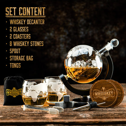 - Whisiskey – Whiskey Decanter – Globe - 900 ml – Whiskey Carafe Set