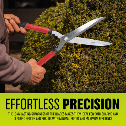 20'' Carbon Steel Hedge Shears - Anti-Slip Handles Grip Garden Grass Shrubs Bushes Trimmer | Lightweight, Razor Sharp Cut, Rust Resistant - Blade Tools for Gardening, Cutting, Trimming, Shearing