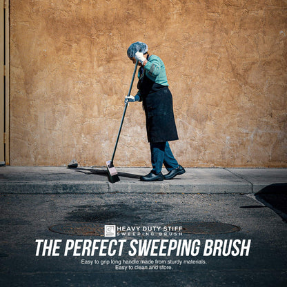 11.5" Sweeping Brush Outdoor Broom − Garden Heavy Duty Yard with Stiff PVC Bristles and 120cm Metal Handle