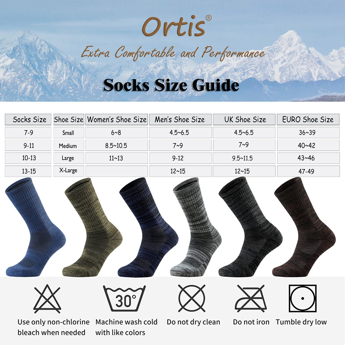 - Ortis Men's Merino | Wool Moisture Wicking | Outdoor Hiking Socks | Pack of 4 -