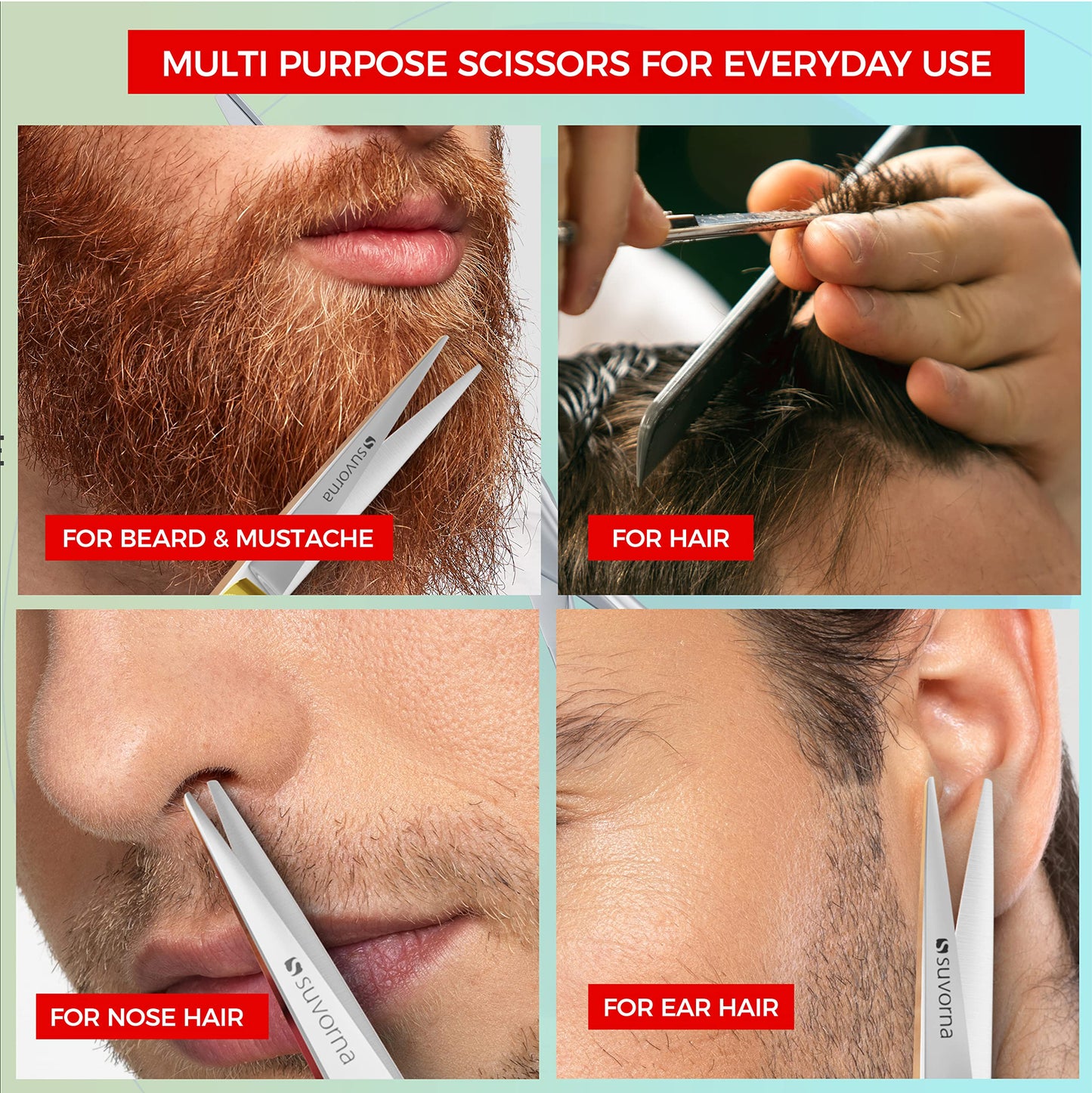 - Suvorna Beard and Moustache Scissors for Men, Hairdressers, Salons, Barbers & Professionals | 5.5" | Stainless -
